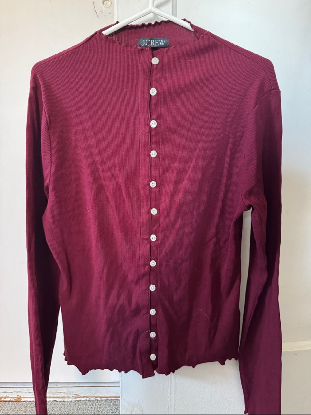 J. Crew Women’s Button-Front long sleeved in Deep Burgundy